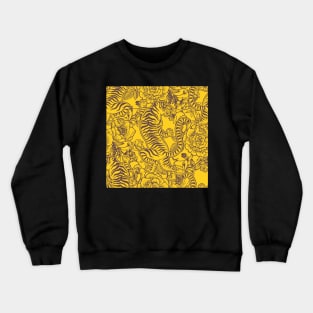 Chinese Tiger Vintage Pattern Mustard Yellow - Retro Hong Kong Print Crewneck Sweatshirt